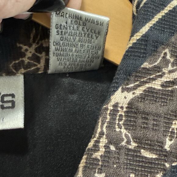 Chico’s Abstract Pink Black Career Blazer Jacket Lined Textured Size 2 L Cotton - Picture 7 of 9